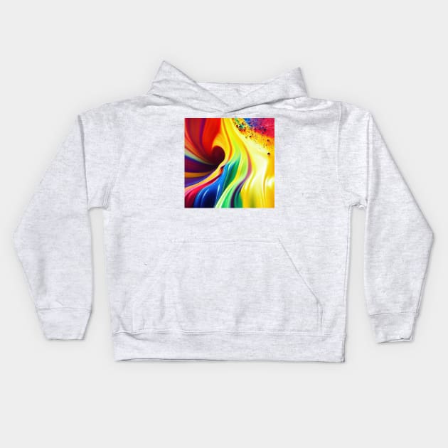 Liquid Colors Flowing Infinitely - Heavy Texture Swirling Thick Wet Paint - Abstract Inspirational Rainbow Drips Kids Hoodie by JensenArtCo